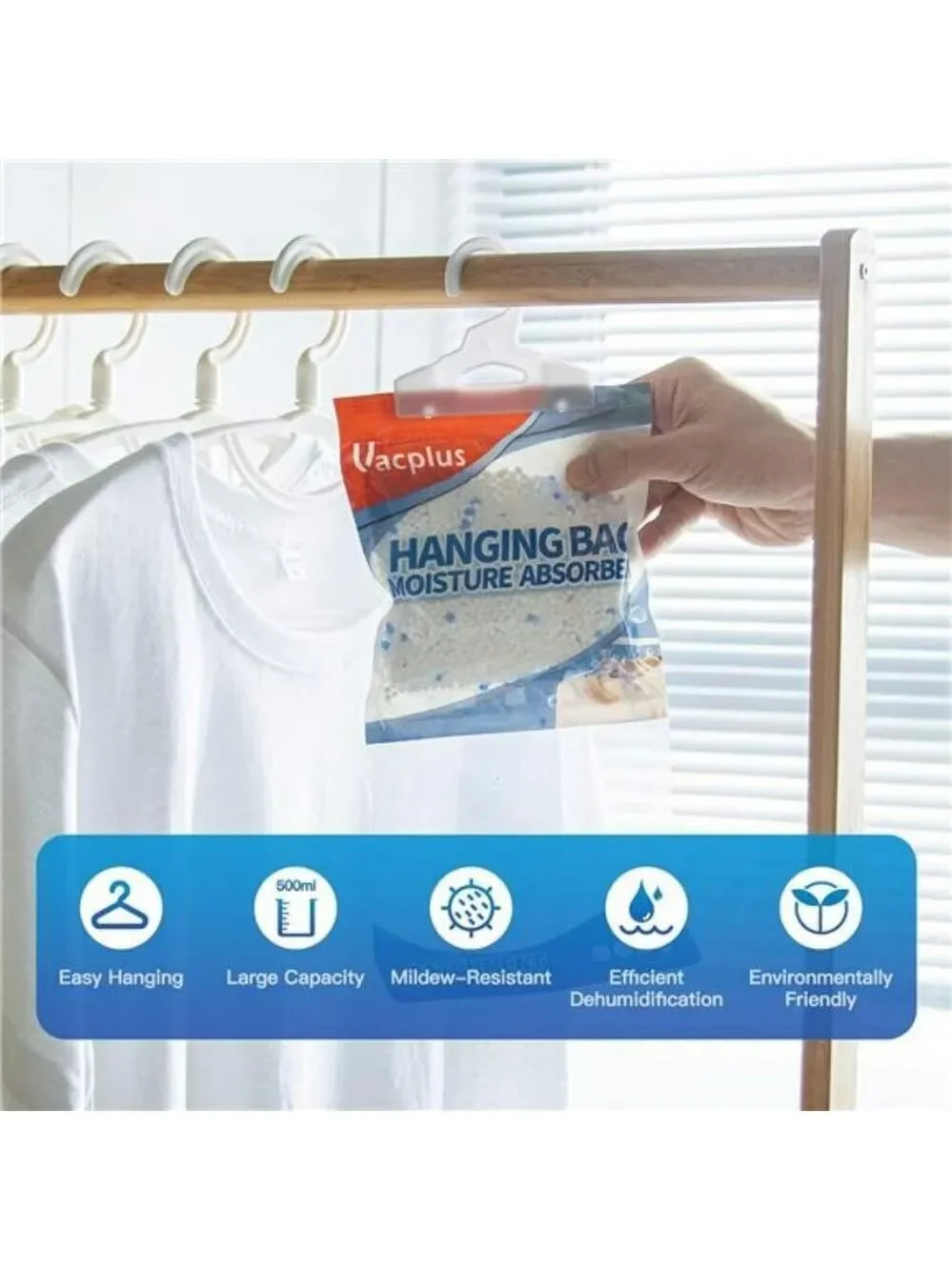 Closet Moisture Absorber Hanging Dehumidifier Bags with Scent 10 Pack Vacplus